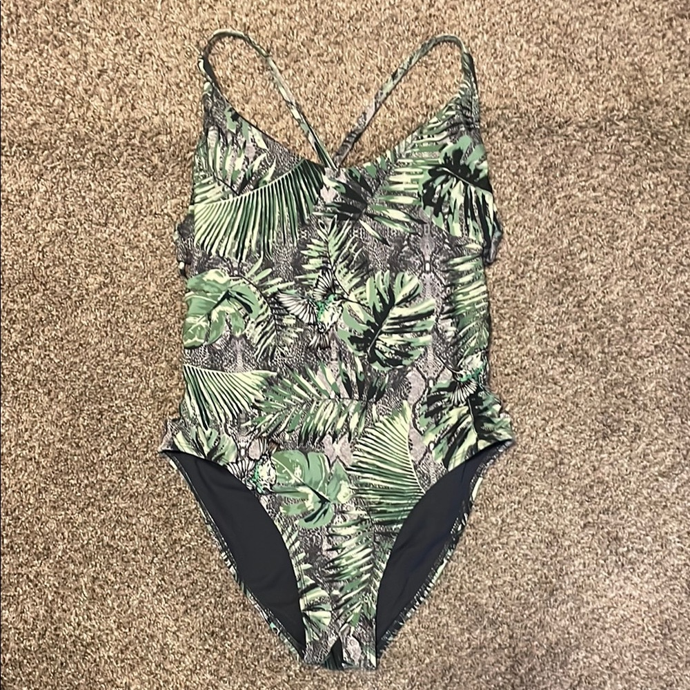 Tropical Leaf Print Swimsuit